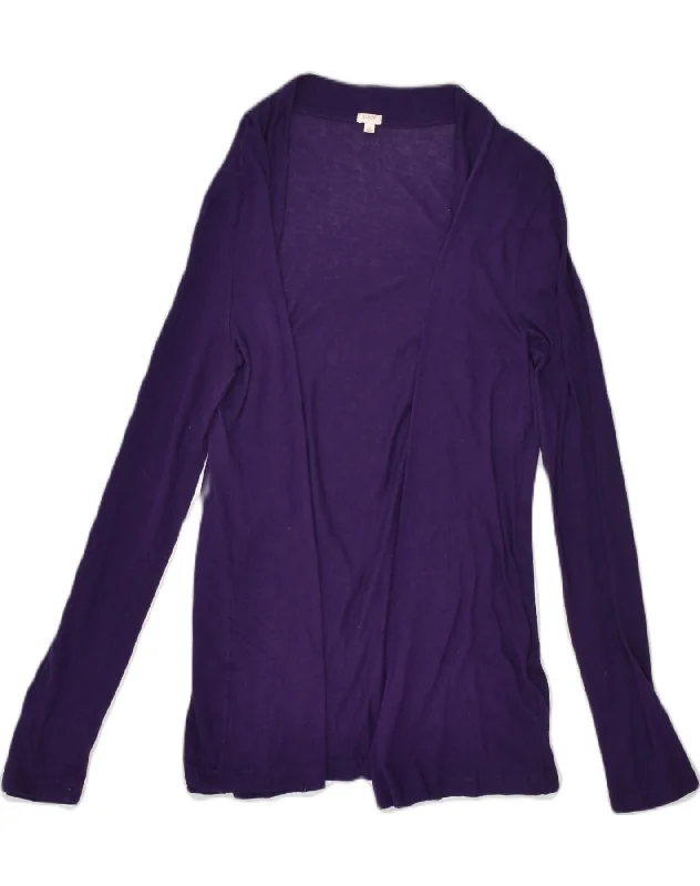 J. CREW Womens Cardigan Sweater UK 14 Large Purple Cotton Cardigan Knitwear Sweater