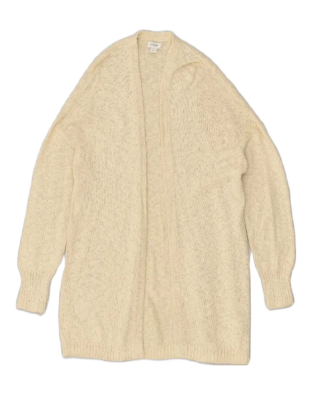 J. CREW Womens Cardigan Sweater UK 16 Large Off White Cotton Fitted Loose Oversized