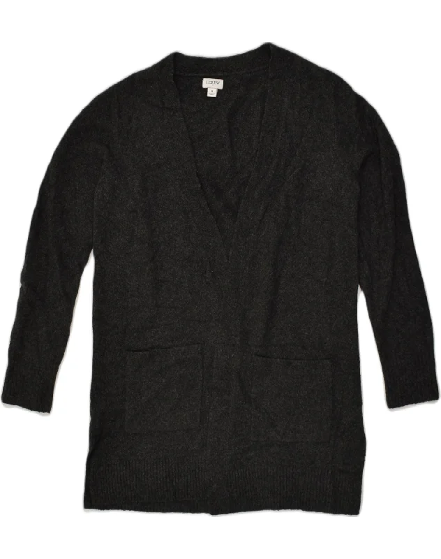 J. CREW Womens Longline Cardigan Sweater UK 10 Small Grey Acrylic Glossy Satin Silk