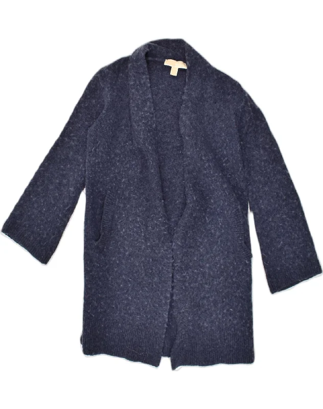 MICHAEL KORS Womens Cardigan Sweater UK 10 Small Navy Blue Wool Soft Cozy Warm
