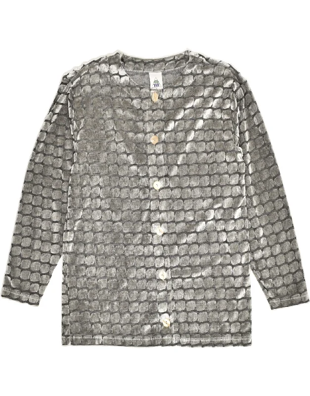 NEW FAST Womens Cardigan Top EU 36 Small Silver Spotted Cotton Bright Pastel Dark