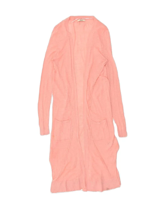 OASIS Womens Longline Cardigan Sweater UK 12 Medium Pink Acrylic Slim Fit Regular Fit Oversized