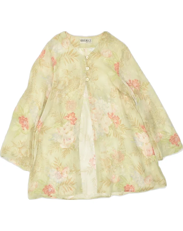 PENNY BLACK Womens Cardigan Top IT 44 Medium Green Floral Viscose Tailored Straight A-Line