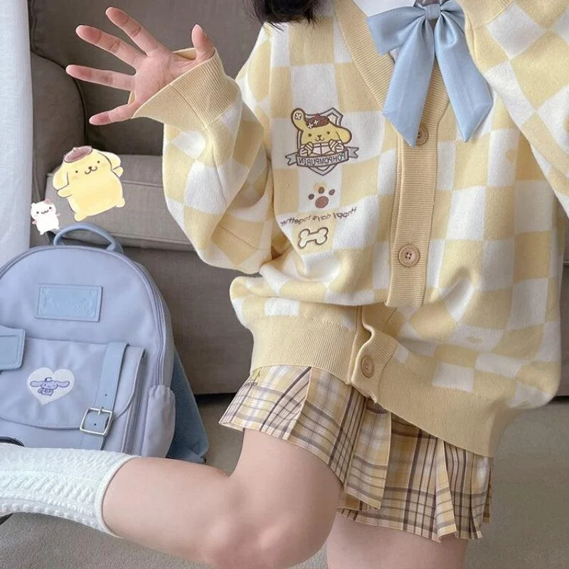 Pompurin Buttoned Yellow Cardigan Bright Pastel Dark