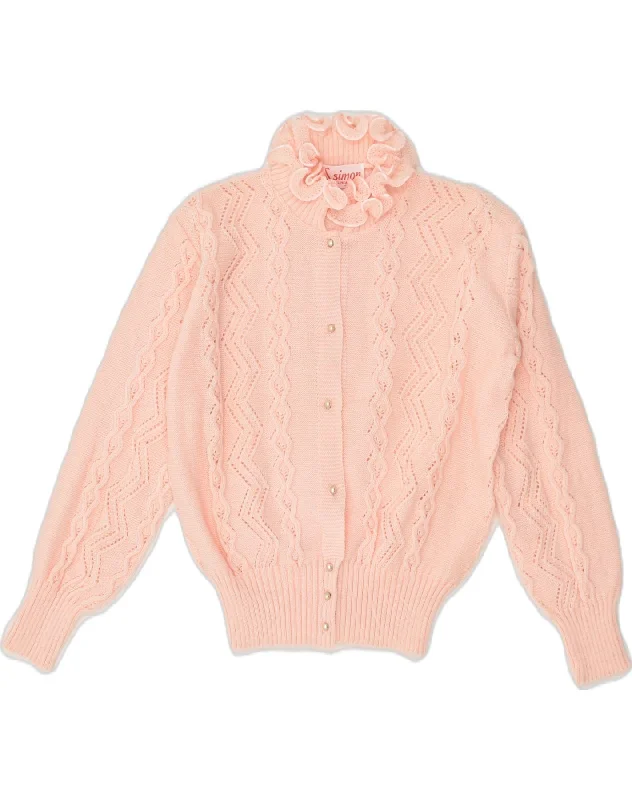 SIMON Womens Cardigan Sweater UK 16 Large Pink Elasticated Padded Insulated