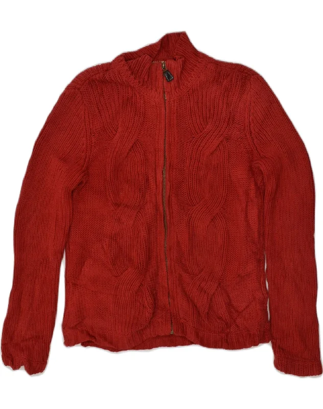 TOMMY HILFIGER Womens Cardigan Sweater UK 10 Small Red Cotton Fleece Fabric Down Fabric Feather Fabric