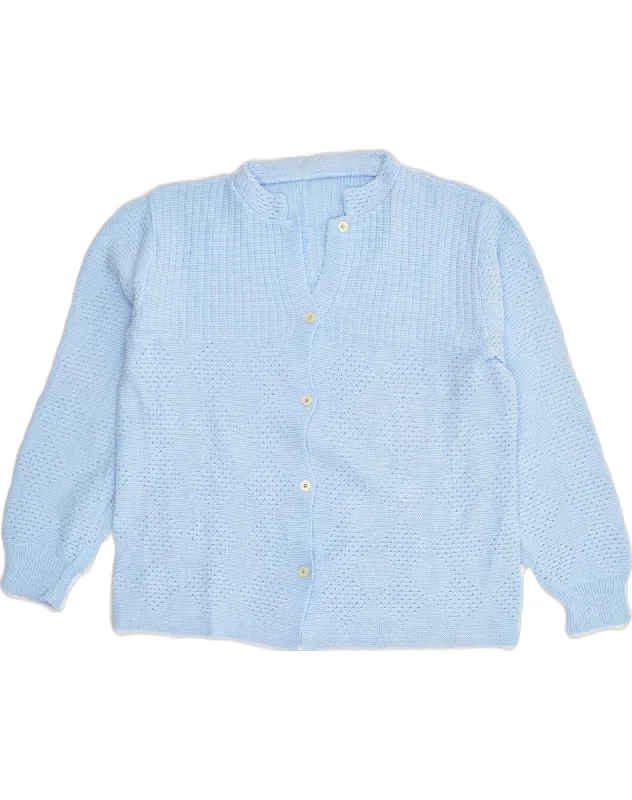 VINTAGE Womens Cardigan Sweater UK 10 Small Blue Asymmetrical,ymmetric Pencil Cardigan