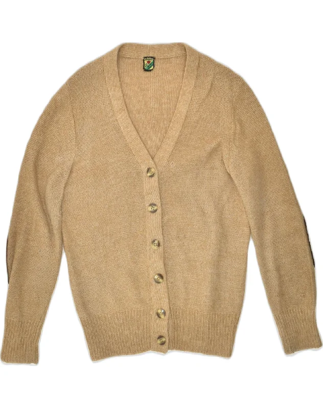 VINTAGE Womens Cardigan Sweater UK 14 Medium Beige Stylish Fashionable Trendy