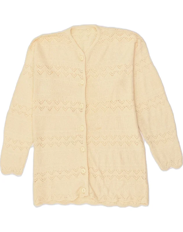 VINTAGE Womens Cardigan Sweater UK 18 XL Off White Notch Collar Peter Pan Collar Cowl Neck
