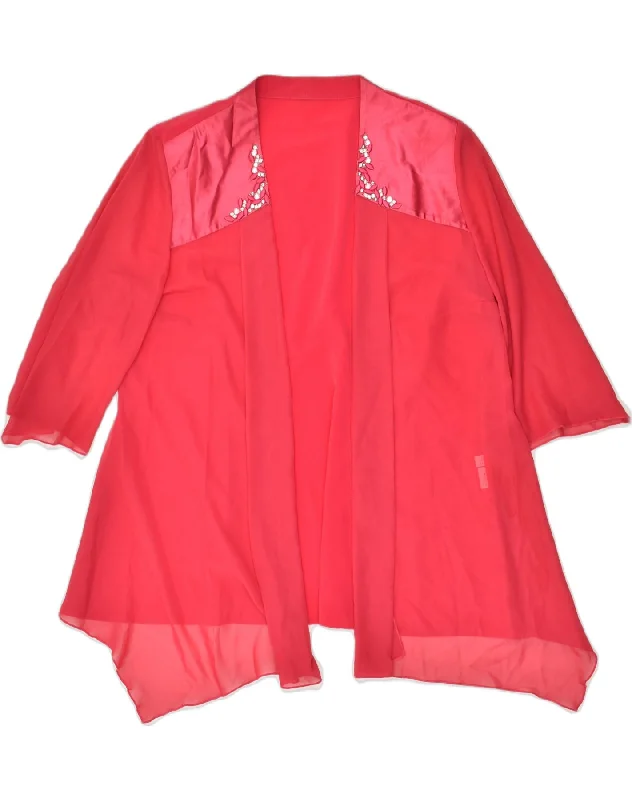 VINTAGE Womens Cardigan Top IT 50 XL Pink Polyester Casual Formal Business
