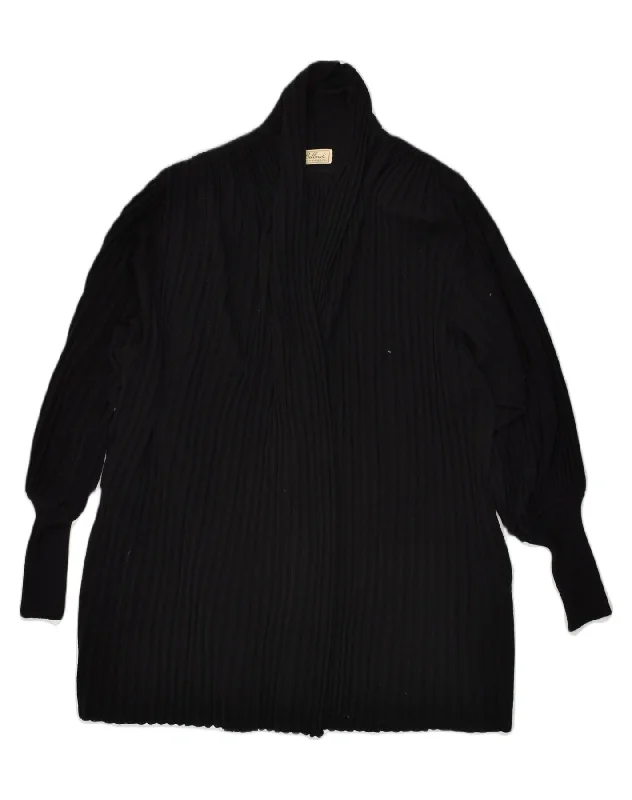 VINTAGE Womens Loose Fit Cardigan Sweater UK 22 3XL Black Lace Blend Ribbed Blend Corduroy Blend