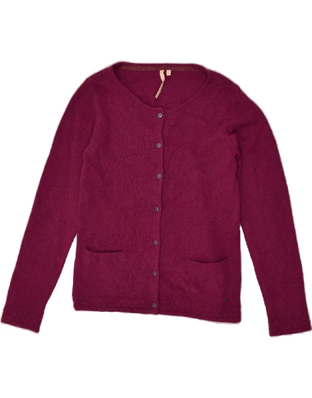 WHITE STUFF Womens Cardigan Sweater UK 10 Small  Burgundy Wool Elasticated Padded Insulated