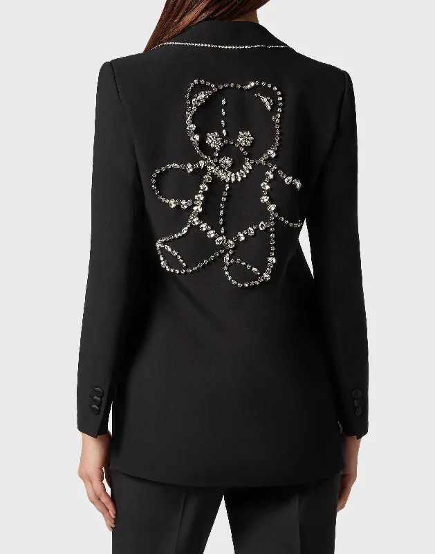 Cady/Satin Boxy Blazer Teddy Bear Women's High-End Blazer