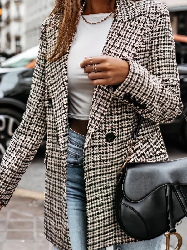 Casual Glen Plaid Blazer Spring Women's Coat