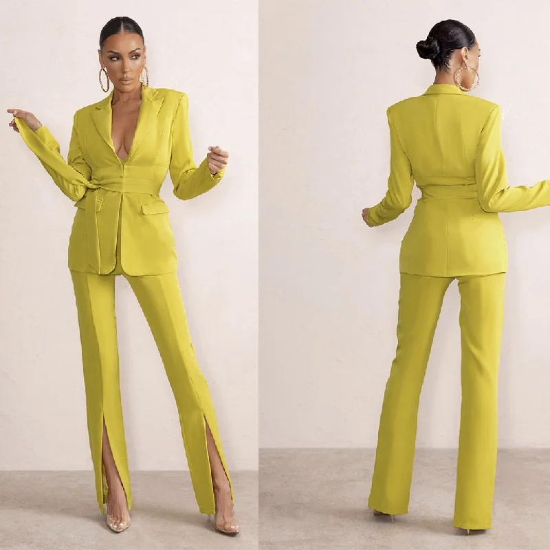 Mother of the Bride Pants Suits Ladies Women Evening Party Blazer Wear Slim Flared Trousers 2 Pieces Women's Wedding Blazer
