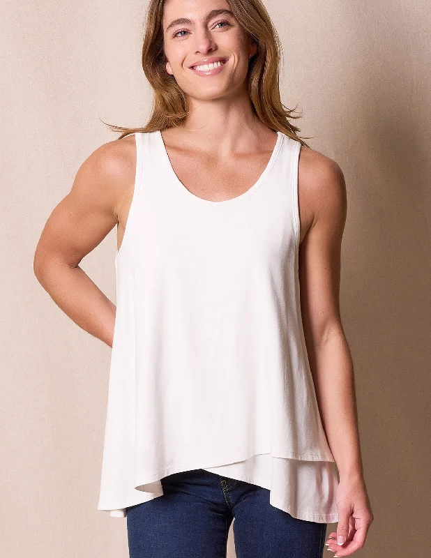Bamboo / Organic Cotton Layered Tank - Soft White vintage tank top