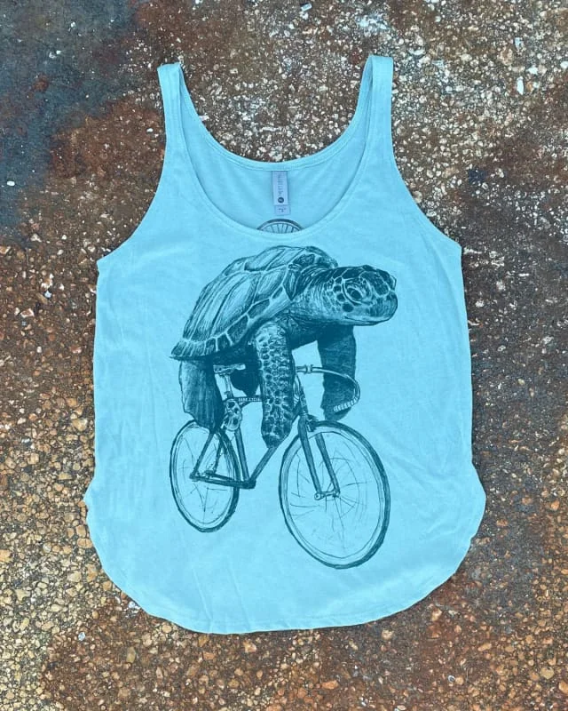 Sea Turtle on A Bicycle Women's Festival Tank seamless tank top