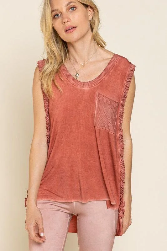 POL Criss-cross Lace-up Open Back Tank Top striped tank top