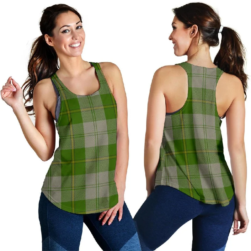 Cunningham Dress Green Dancers Tartan Women Racerback Tank Top high neck tank