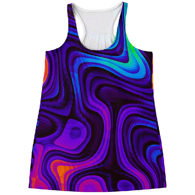 Dark Psychedelic Trippy Print Women's Racerback Tank Top cozy tank top