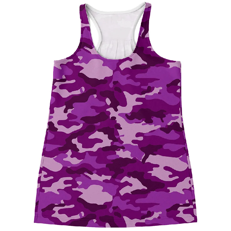Dark Purple Camouflage Print Women's Racerback Tank Top workout tank top