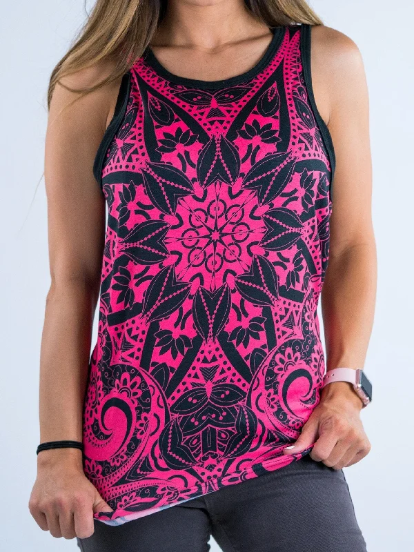 Electro Pink Mandala Unisex Tank Top navy tank top