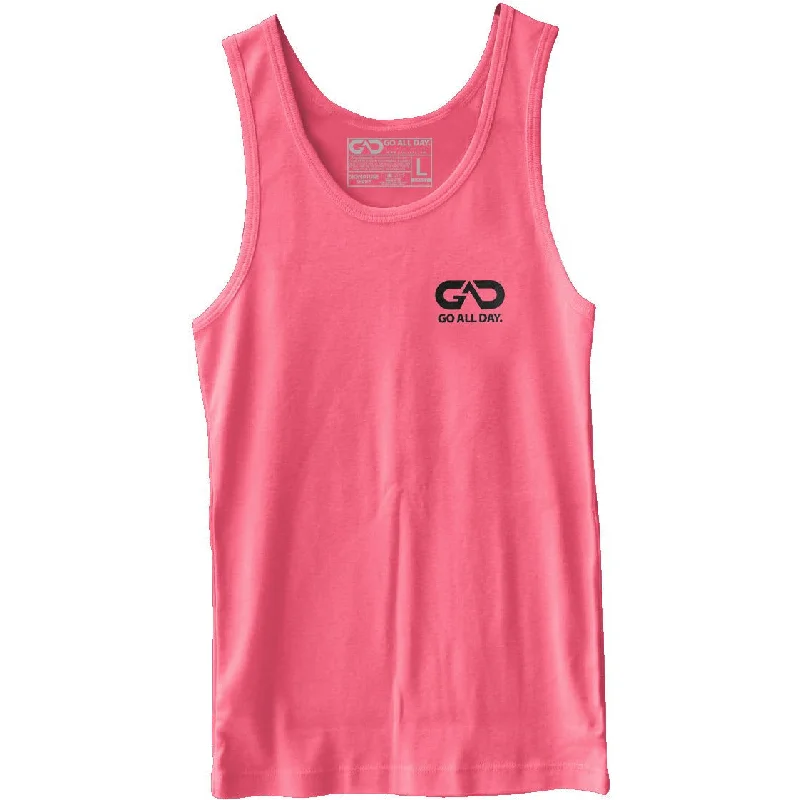 GO ALL DAY® Unisex Tank (Neon Heather Pink) Small Logo cold shoulder tank