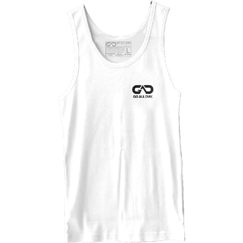 GO ALL DAY® Unisex Tank (White) Small Logo low neck tank