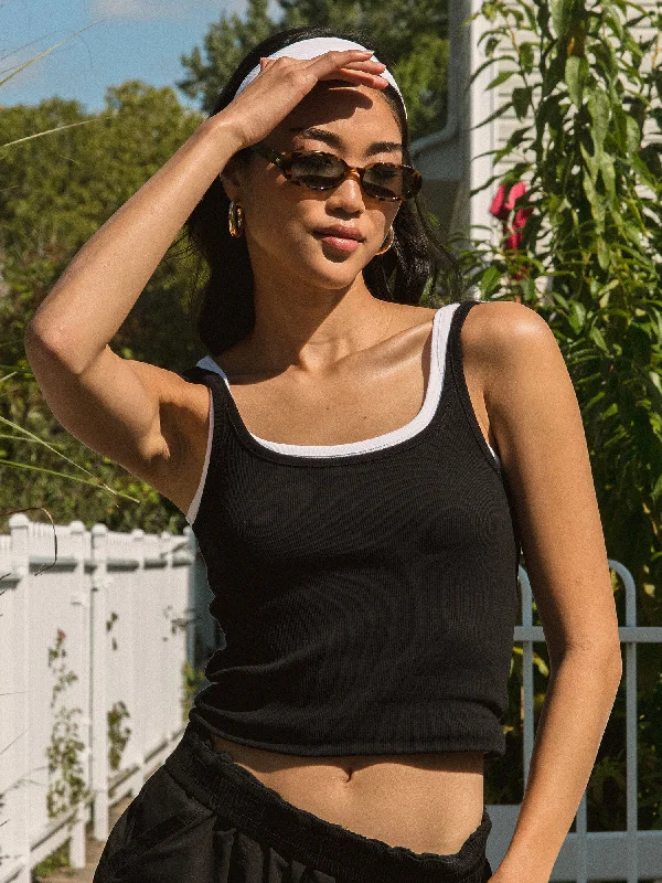 HARLOW SARAH TANK - BLACK cropped tank top