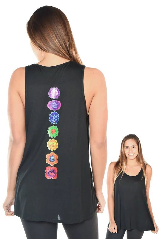 Luxurious Black Modal Tank With Full Chakras lime green tank