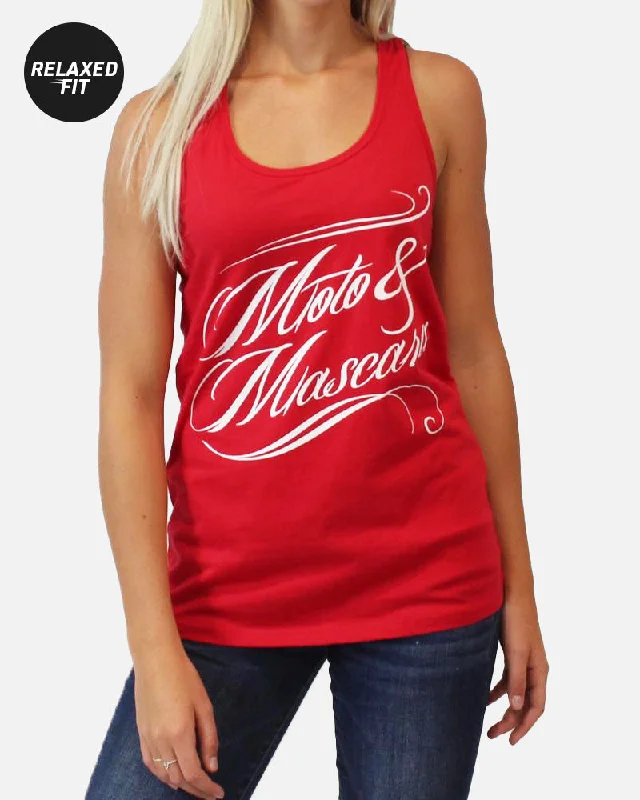 WOMENS MOTO & MASCARA TANK - RED sleep tank top