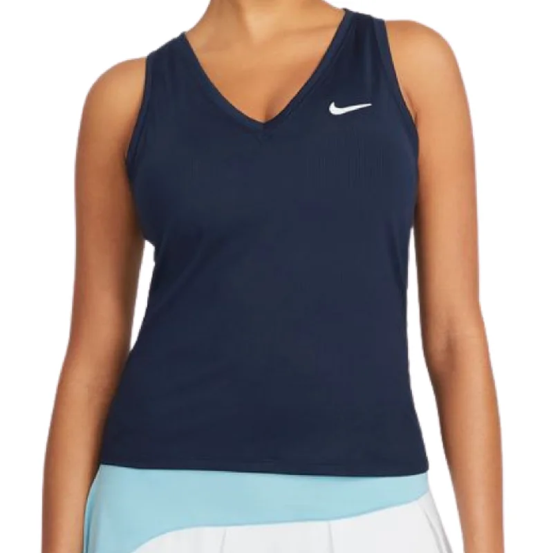 Nike Court Victory Women's Tennis Tank - Blue/White spandex blend tank