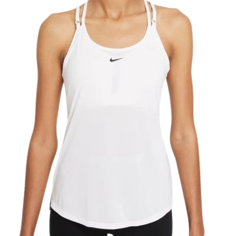 Nike Dri-FIT One Elastika Women's Standard Fit Tank - White/Black rhinestone tank top