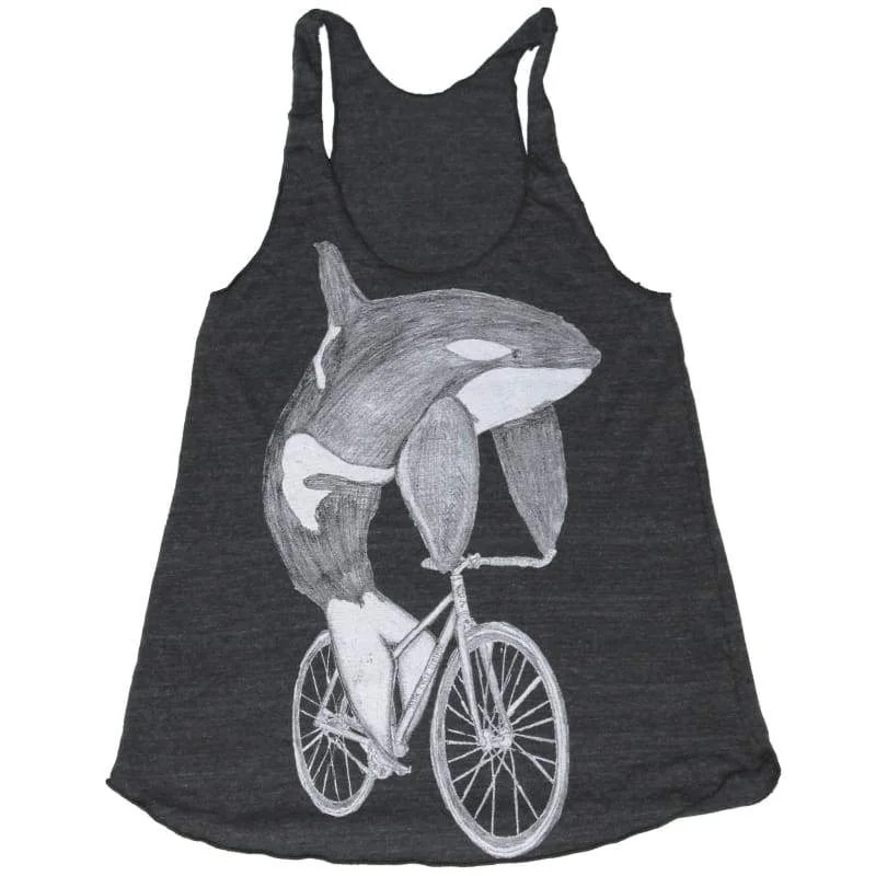 Orca on a Bicycle Women's Racerback Tank Top vibrant tank top