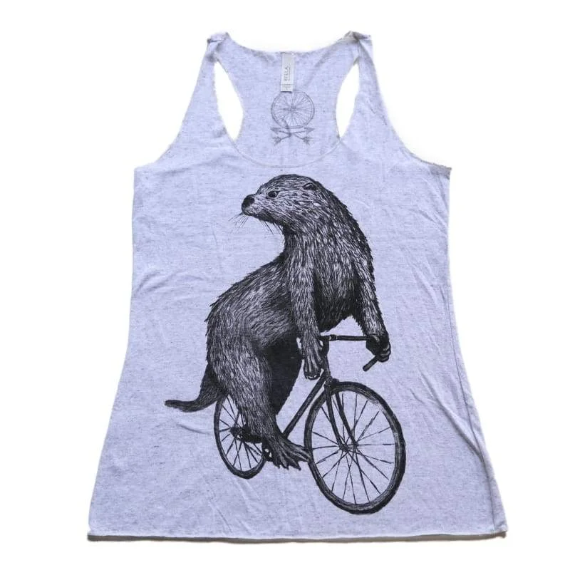 Otter on a Bicycle Women's Racerback Tank Top sexy tank top