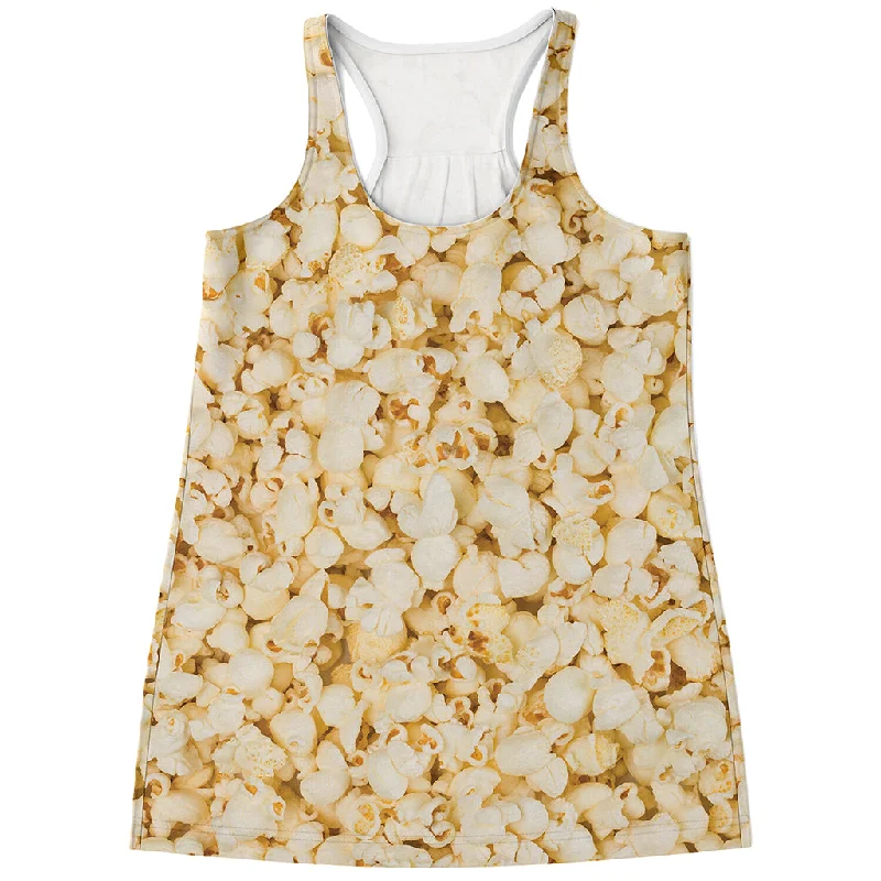 Popcorn Print Women's Racerback Tank Top lemon yellow tank