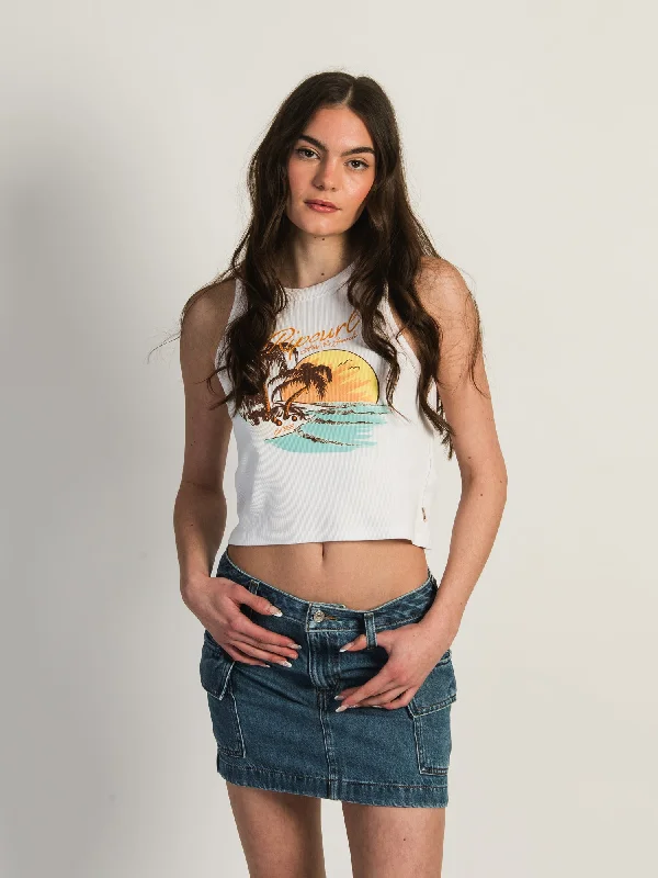 RIP CURL SUNSET RIBBED CROP TANK TOP v-neck tank top