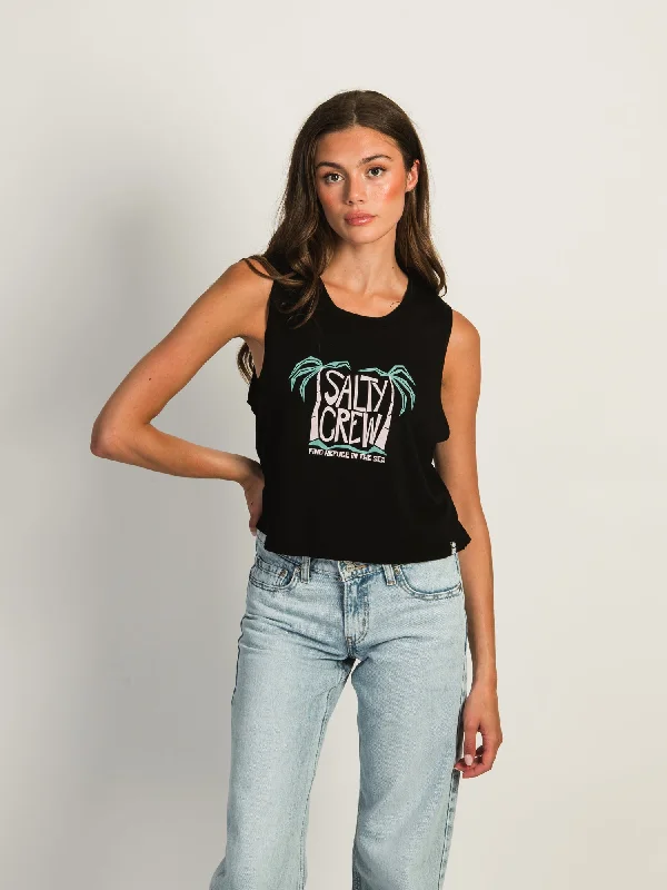 SALTY CREW POSTCARD CROPPED TANK soft pink tank