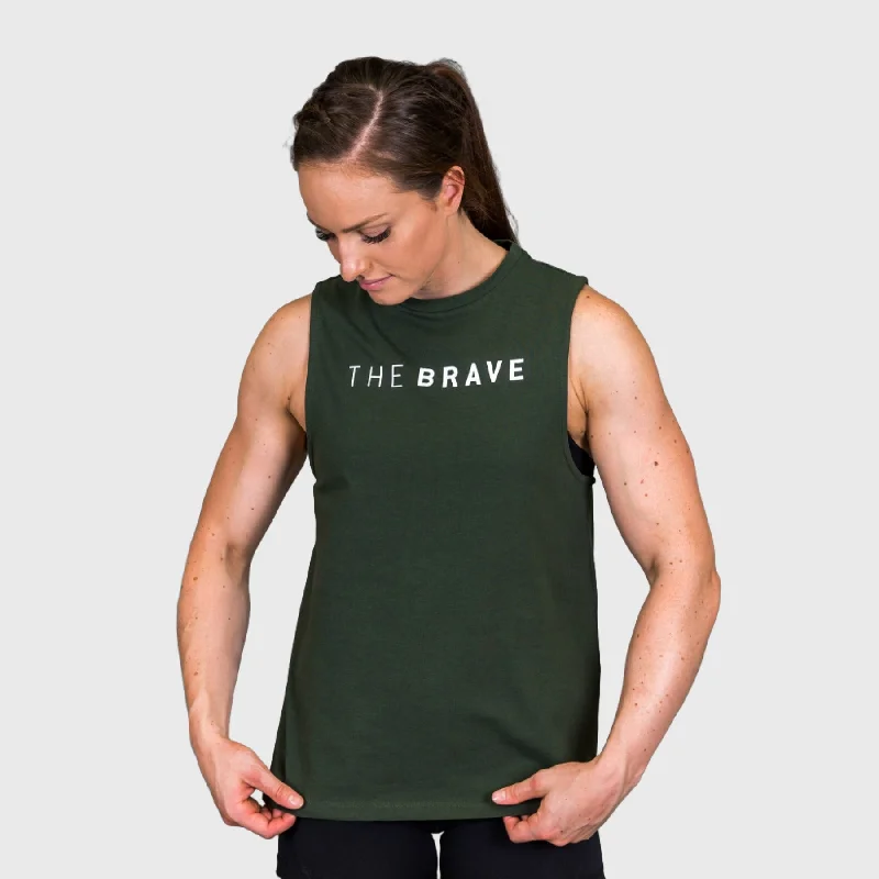 THE BRAVE - SIGNATURE WOMEN'S TANK - DARK OLIVE playful tank top