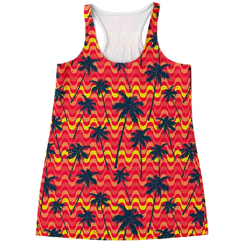 Trippy Palm Tree Pattern Print Women's Racerback Tank Top adorable tank top