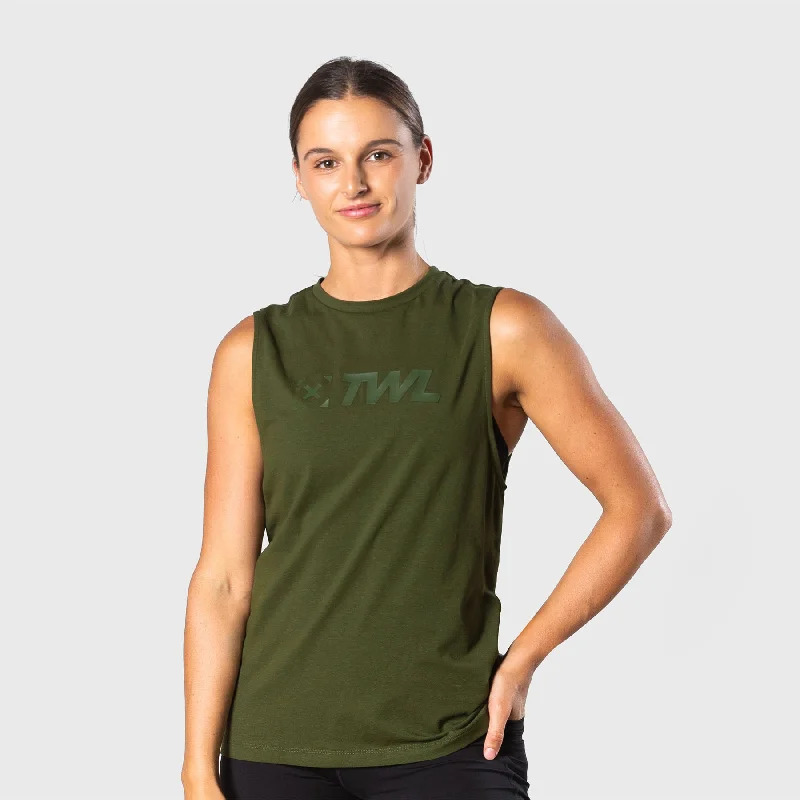 TWL - WOMEN'S EVERYDAY MUSCLE TANK - DARK KHAKI pastel tank top