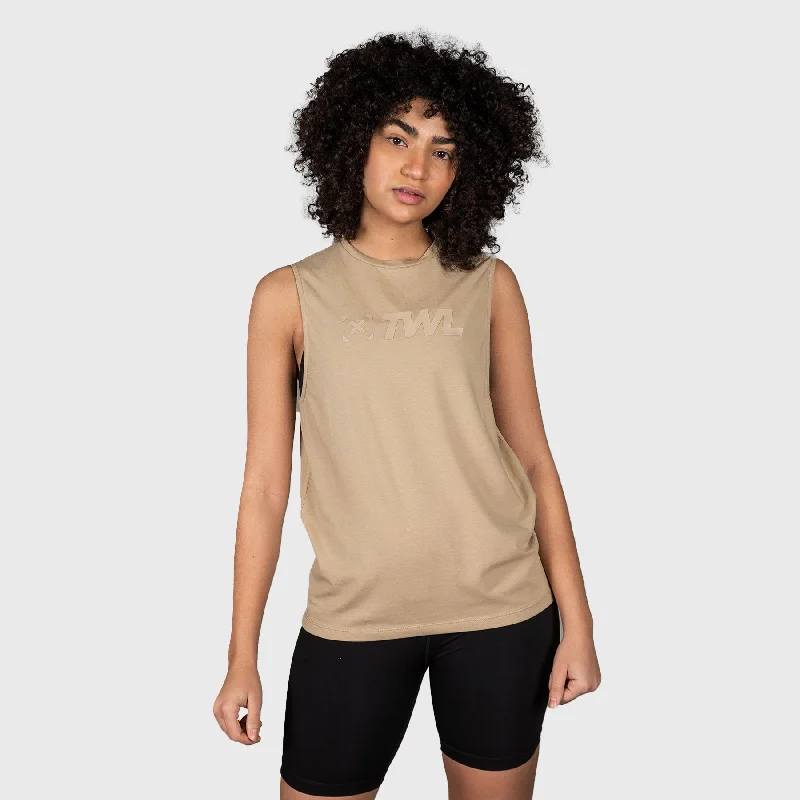 TWL - WOMEN'S EVERYDAY MUSCLE TANK - SAND lace back tank