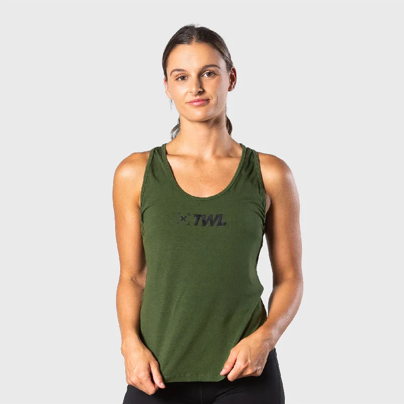 TWL - WOMEN'S EVERYDAY RACERBACK TANK - DARK KHAKI/BLACK sleep tank top