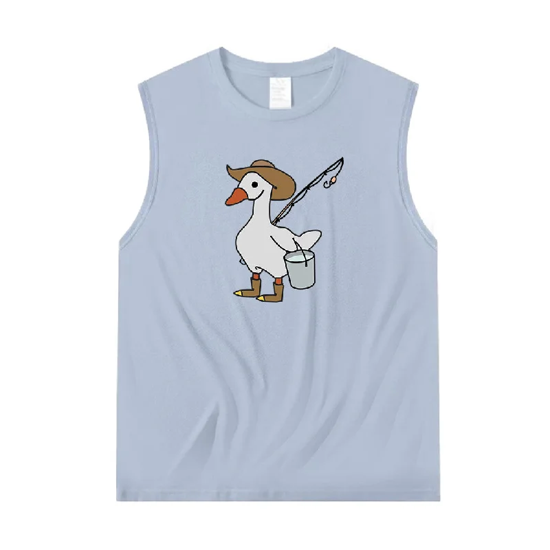 Women SILLY GOOSE GONE FISHING Tank Top lounge tank top