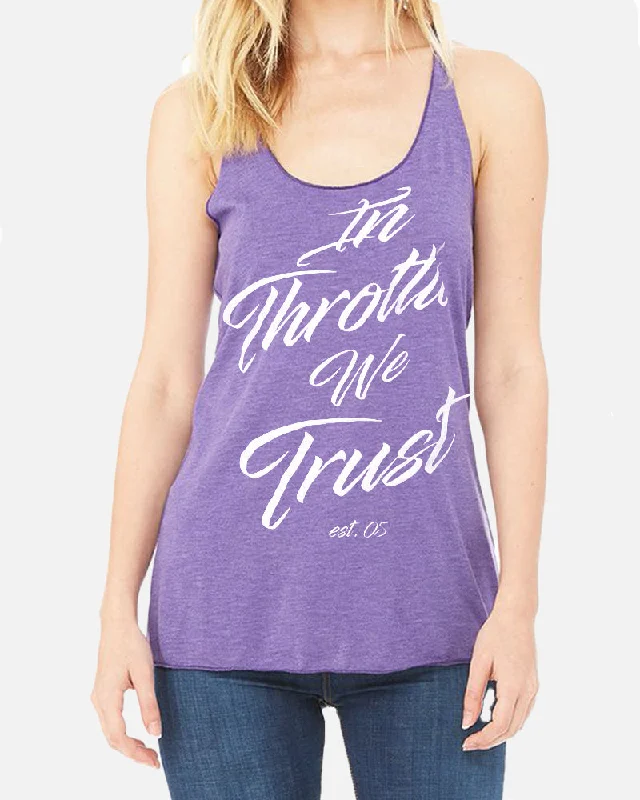 WOMENS SCRIPT TANK - PURPLE fitted tank top