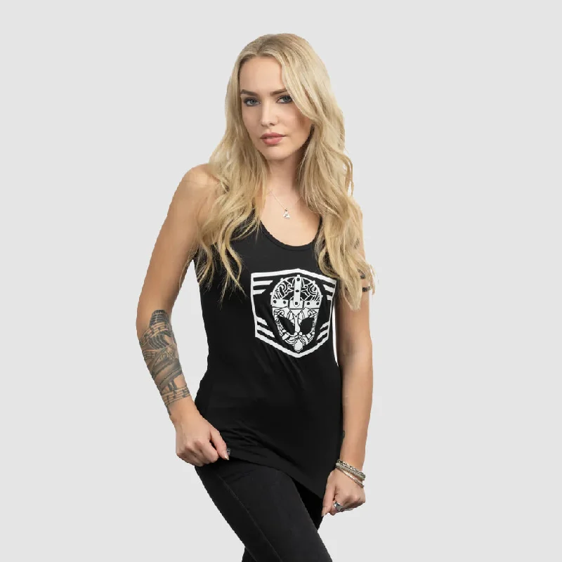 Women's Premium Tank, Clan Helmet, Black spandex blend tank