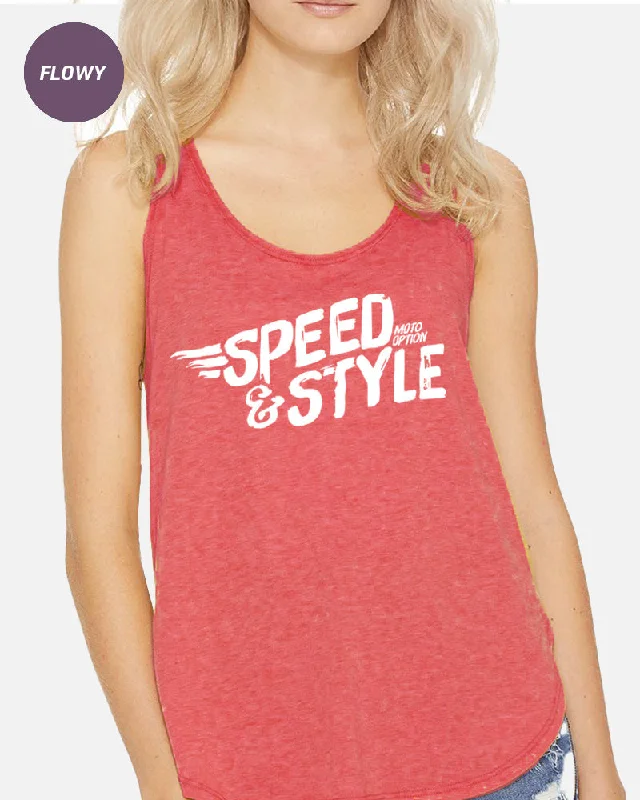 WOMENS SPEED & STYLE TANK - HEATHER RED basic tank top